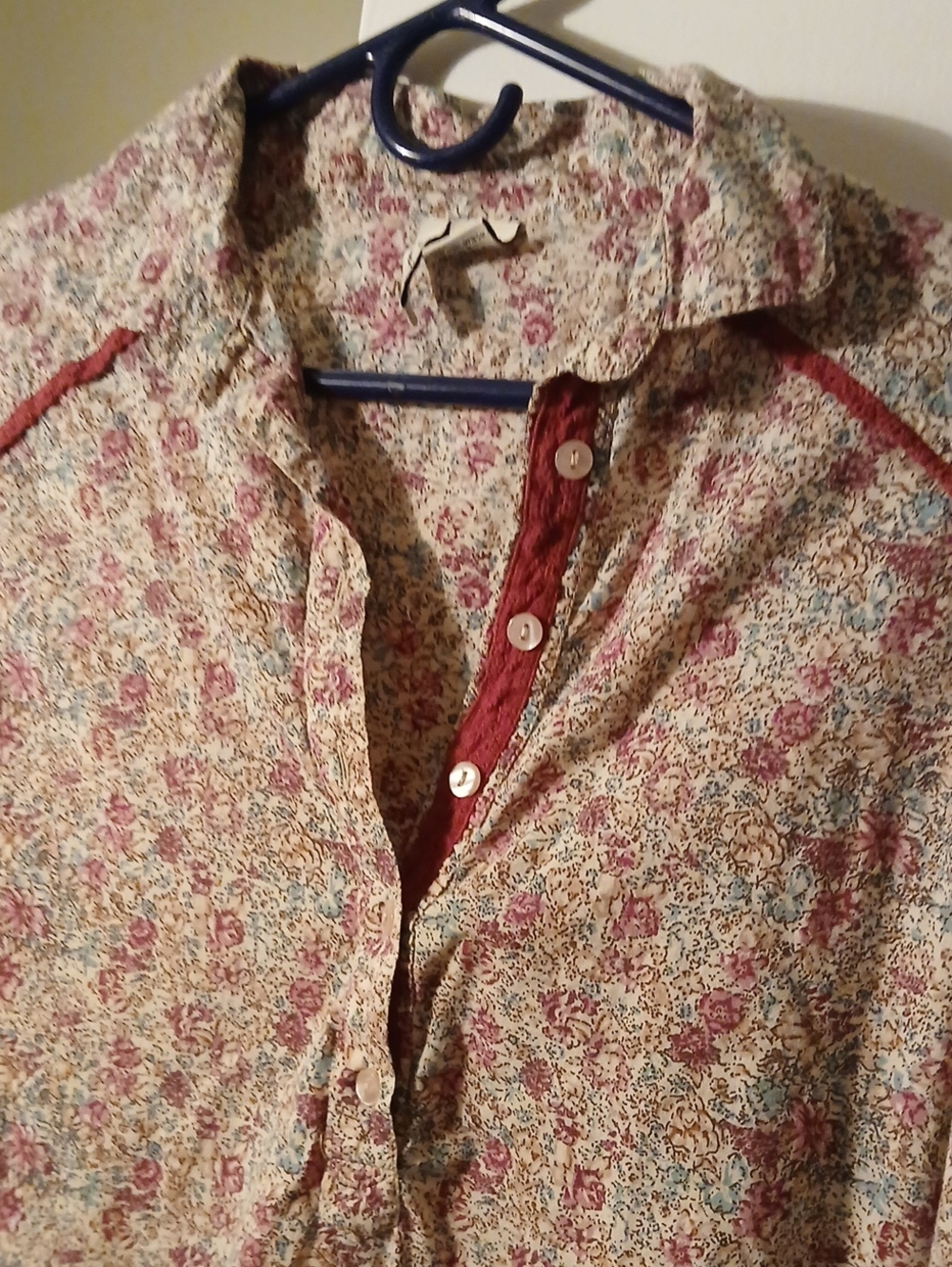 Western Style Trim Floral  Half Button Up Pull Over